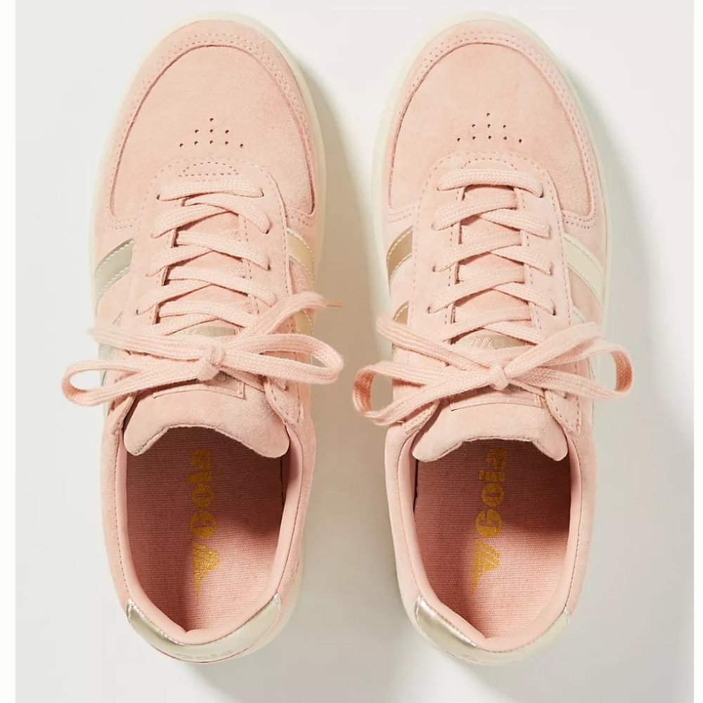 Gola Grand Slam Sneakers Suede Pink Gold Silver Size 9 EU 40 - Picture 3 of 5